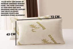 Indonesian Bamboo Adjustable Memory Foam Pillow - Eco-Friendly, Customisable Comfort, 72x43cm - thumbnail 7