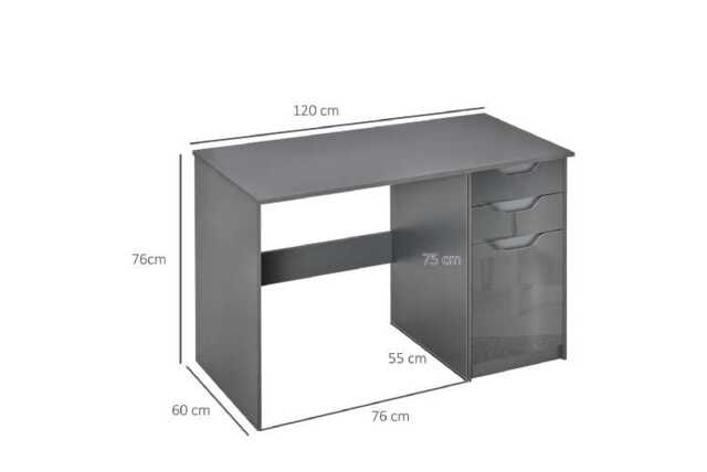 Contemporary Grey Computer Desk with Storage Cabinet & Drawers - Easy-Clean, Space-Saving Living Room Desk - image 1