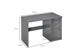 Contemporary Grey Computer Desk with Storage Cabinet & Drawers - Easy-Clean, Space-Saving Living Room Desk - thumbnail 1