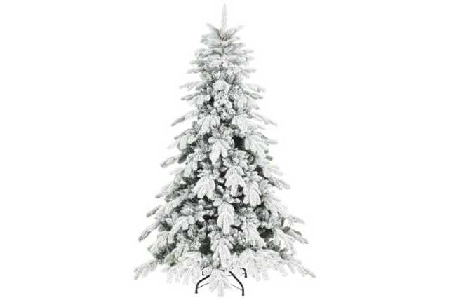 PRICE DROP! 6ft Snow-Flocked Artificial Christmas Tree - Realistic Green/White, Full-Body, Flame-Retardant - image 1