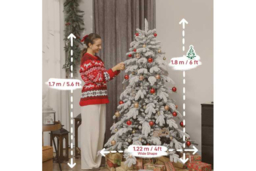 PRICE DROP! 6ft Snow-Flocked Artificial Christmas Tree - Realistic Green/White, Full-Body, Flame-Retardant - thumbnail 7