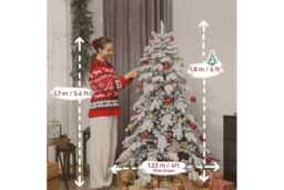 PRICE DROP! 6ft Snow-Flocked Artificial Christmas Tree - Realistic Green/White, Full-Body, Flame-Retardant - thumbnail 3
