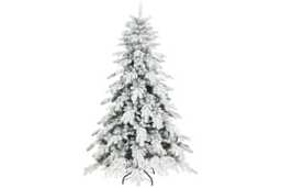 PRICE DROP! 6ft Snow-Flocked Artificial Christmas Tree - Realistic Green/White, Full-Body, Flame-Retardant - thumbnail 1