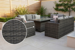 Lotus 10-Seater Rattan Dining Set with Fire Pit Table - Weather-Resistant Outdoor Furniture - thumbnail 8