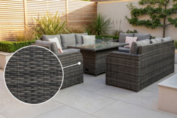 Lotus 10-Seater Rattan Dining Set with Fire Pit Table - Weather-Resistant Outdoor Furniture - thumbnail 4