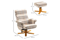 HOMCOM Multicolour Fabric Recliner Swivel Lounge Chair & Ottoman - Modern Reclining Sofa Chair with Storage, Linen-Feel, 1-Seater - thumbnail 5