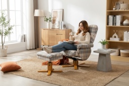 HOMCOM Multicolour Fabric Recliner Swivel Lounge Chair & Ottoman - Modern Reclining Sofa Chair with Storage, Linen-Feel, 1-Seater - thumbnail 2