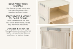5-Tier Foldable Shoe Cabinet with Wheels and Cover - thumbnail 4