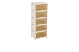 5-Tier Foldable Shoe Cabinet with Wheels and Cover - thumbnail 1