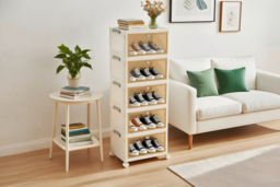 5-Tier Foldable Shoe Cabinet with Wheels and Cover - thumbnail 6