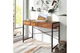 Solid Wood Computer Desk & TV Stand - Modern Storage, Steel Frame, Minimalist Living Room Furniture