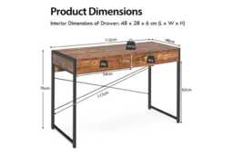 Solid Wood Computer Desk & TV Stand - Modern Storage, Steel Frame, Minimalist Living Room Furniture - thumbnail 3