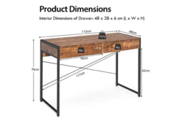 Solid Wood Computer Desk & TV Stand - Modern Storage, Steel Frame, Minimalist Living Room Furniture - thumbnail 7