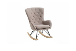 Velvet Padded Rocking Chair with High Back & Oak Runners
