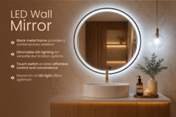 Round LED Wall Mirror with Dimmable Light - thumbnail 4