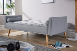 Grey Linen Modern Double Sofa Bed - 2-Seater, Extendable, Space-Saving - thumbnail 7