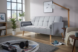Grey Linen Modern Double Sofa Bed - 2-Seater, Extendable, Space-Saving - thumbnail 6
