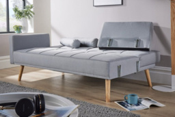 Grey Linen Modern Double Sofa Bed - 2-Seater, Extendable, Space-Saving - thumbnail 4