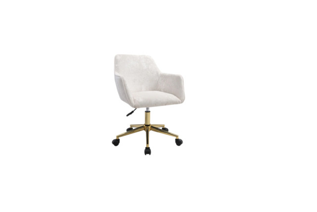 Velvet Upholstered Ergonomic Swivel Chair - Flared Arms & Adjustable Height - image 1