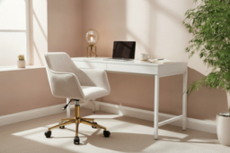 Velvet Upholstered Ergonomic Swivel Chair - Flared Arms & Adjustable Height - thumbnail 6