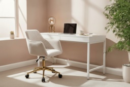 Velvet Upholstered Ergonomic Swivel Chair - Flared Arms & Adjustable Height - thumbnail 2