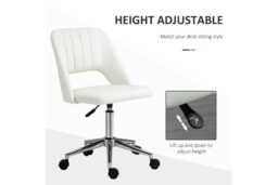 Armless Ergonomic Velvet Office Chair - Adjustable Height, Cream White, Modern Home Desk Seating - thumbnail 4
