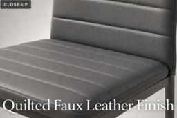 Set of 4 Faux Leather Armless High-Back Dining Chairs - thumbnail 4
