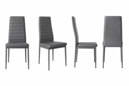 Set of 4 Faux Leather Armless High-Back Dining Chairs