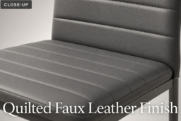 Set of 4 Faux Leather Armless High-Back Dining Chairs - thumbnail 8