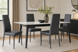 Set of 4 Faux Leather Armless High-Back Dining Chairs - thumbnail 6
