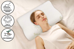 Bamboo Memory Foam Orthopedic Pillow - Ergonomic, Breathable & Antibacterial, 3 Sizes - thumbnail 3