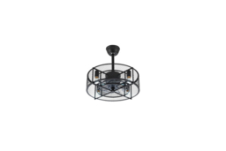 Industrial Mesh Cage Design Metal Ceiling Fan with Light and Remote - Black - thumbnail 5