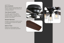52-Inch Ceiling Fan Light with Remote and Timer - thumbnail 3