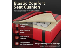 EcoFurnix Ergonomic Office Chair with Adjustable Lumbar Massage & Scandinavian Style - Red, Metal Frame - thumbnail 8