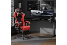 EcoFurnix Ergonomic Office Chair with Adjustable Lumbar Massage & Scandinavian Style - Red, Metal Frame - thumbnail 5