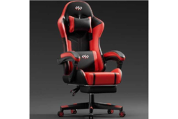 EcoFurnix Ergonomic Office Chair with Adjustable Lumbar Massage & Scandinavian Style - Red, Metal Frame - thumbnail 6