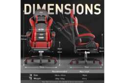 EcoFurnix Ergonomic Office Chair with Adjustable Lumbar Massage & Scandinavian Style - Red, Metal Frame - thumbnail 3