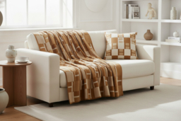 Designer  Avalon Cotton Throw Blanket & Pillowcase Set - Ultra Soft, Modern Design, 140x165cm - thumbnail 6