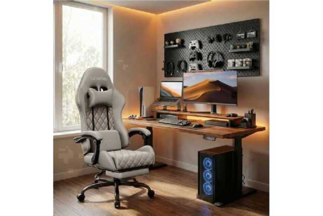 EcoFurnix Ergonomic Office Chair with Lumbar Massage - Suede, Adjustable, High Weight Capacity - image 1