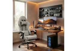 EcoFurnix Ergonomic Office Chair with Lumbar Massage - Suede, Adjustable, High Weight Capacity - thumbnail 1