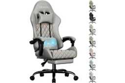 EcoFurnix Ergonomic Office Chair with Lumbar Massage - Suede, Adjustable, High Weight Capacity - thumbnail 2