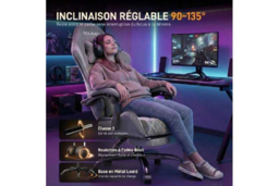 EcoFurnix Ergonomic Office Chair with Lumbar Massage - Suede, Adjustable, High Weight Capacity - thumbnail 8