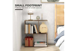 Contemporary S-Shaped 3-Tier Narrow Side Table - Particle Board, Storage, Easy-Clean - Compact Living Room End Table - thumbnail 8