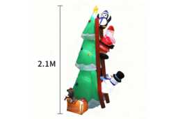 PRICE DROP! Pre-Lit Inflatable Christmas Tree - 210cm, Indoor & Outdoor Festive Display with Santa, Penguin & Snowman - thumbnail 1