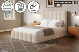 Harrington Bouclé Bed Frame with Padded Headrest and Modern Silhouette - thumbnail 6