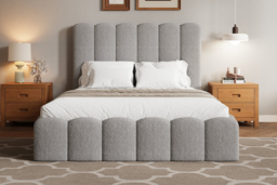 Harrington Bouclé Bed Frame with Padded Headrest and Modern Silhouette - thumbnail 4