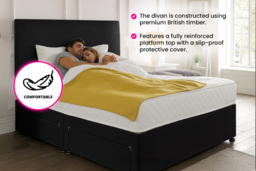Black Radley Divan Bed Set with Memory Foam Mattress & Optional Storage - 6 Sizes & 3 Storage Options - 6 Month Warranty - thumbnail 4