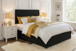 Black Radley Divan Bed Set with Memory Foam Mattress & Optional Storage - 6 Sizes & 3 Storage Options - 6 Month Warranty - thumbnail 2