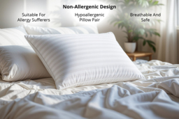 Ultra-Firm Non-Allergenic Pillows - Pair - Super Firm Spiral Fibre, Polycotton Cover, Supportive & Hypoallergenic - thumbnail 4