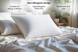 Ultra-Firm Non-Allergenic Pillows - Pair - Super Firm Spiral Fibre, Polycotton Cover, Supportive & Hypoallergenic - thumbnail 8